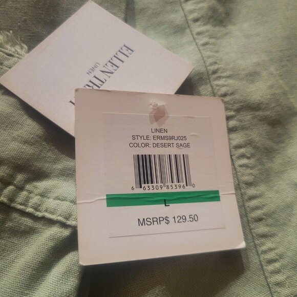 NWT!! Ellen Tracy Linen Blend Women's Pale Sage Lightweight - Picture 13 of 14